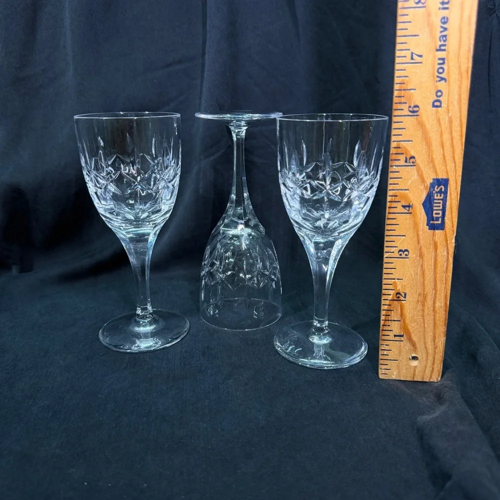 Atlantis Crystal Chartres Wine Glasses Set of 3 Cut Lead Crystal Portugal 6.75in